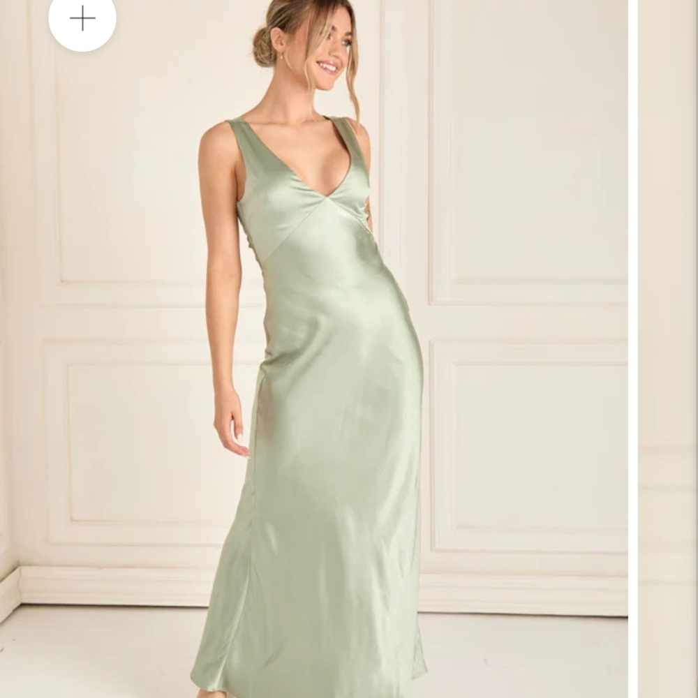 Twist Back Satin Bridesmaid Dress - Sage